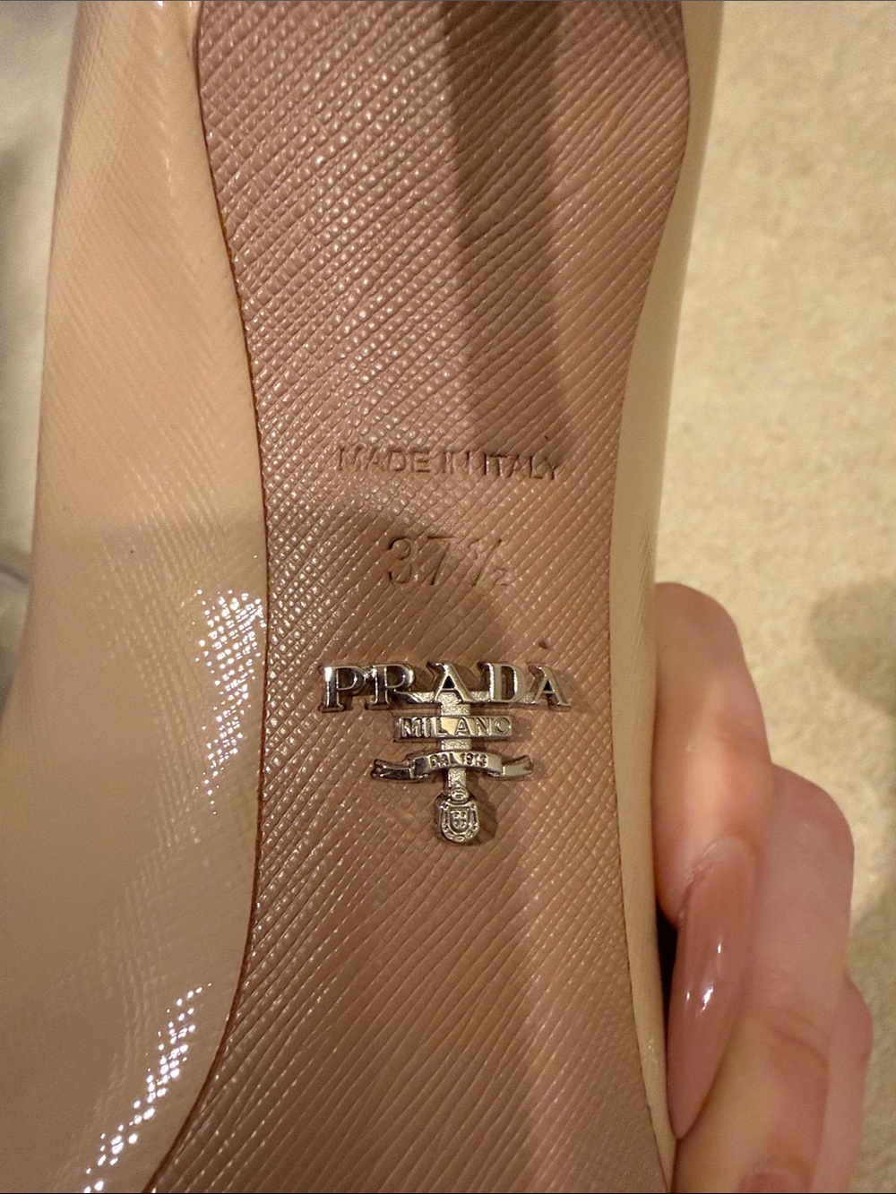 Prada Blush Patent Leather Pointed-Toe Stiletto Pumps - Picture 3 of 8
